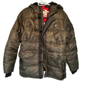 Canada Weather Gear Size Medium Heavy Black Hooded Puffer Jacket Outdoor Winter